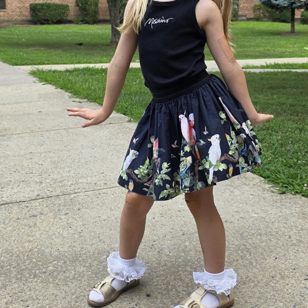 Molo Black Skirt With Colorful Bird Print View 5